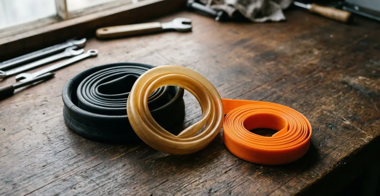 Comparaison visuelle de trois types de chambres à air de vélo pour le choix optimal