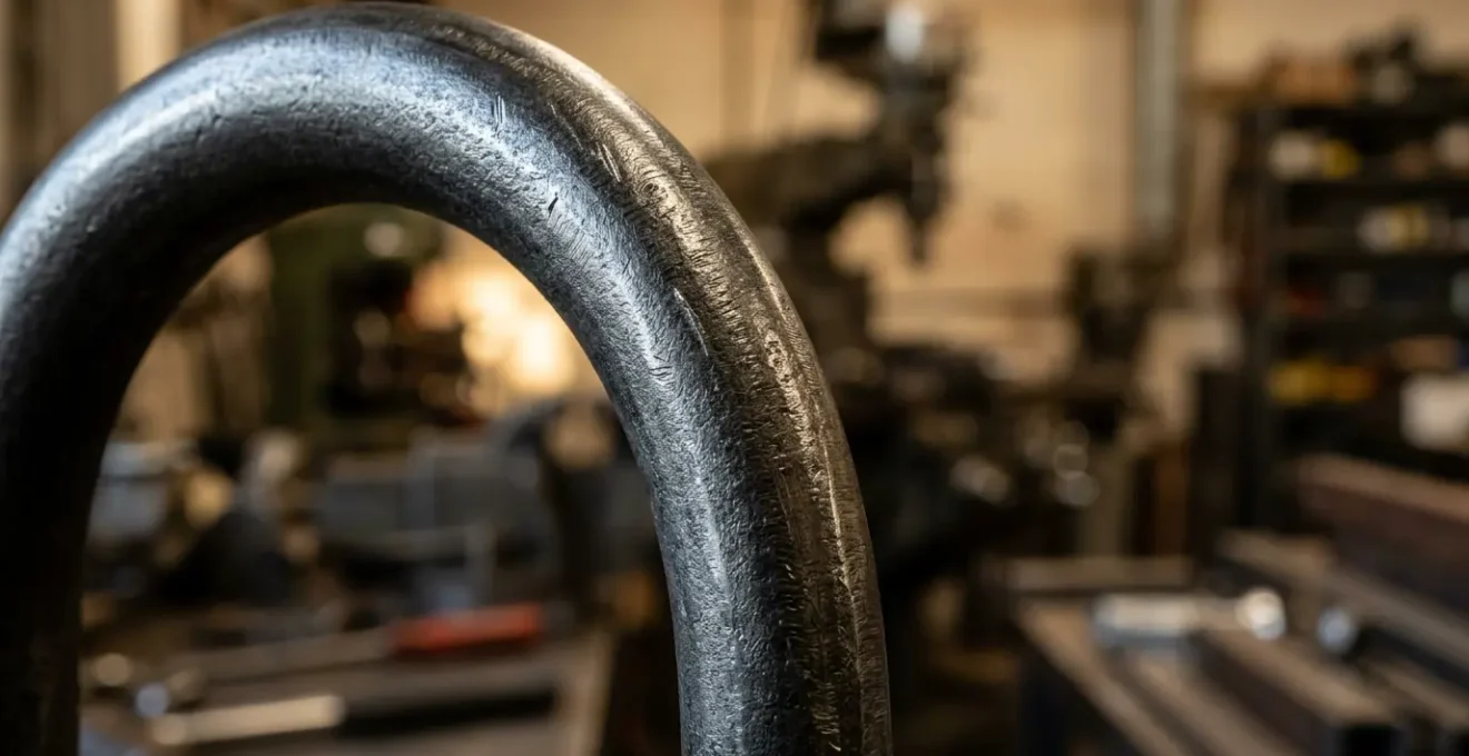 Gros plan sur l'anse d'acier trempé d'un antivol U de vélo de haute sécurité