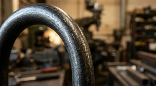 Gros plan sur l'anse d'acier trempé d'un antivol U de vélo de haute sécurité