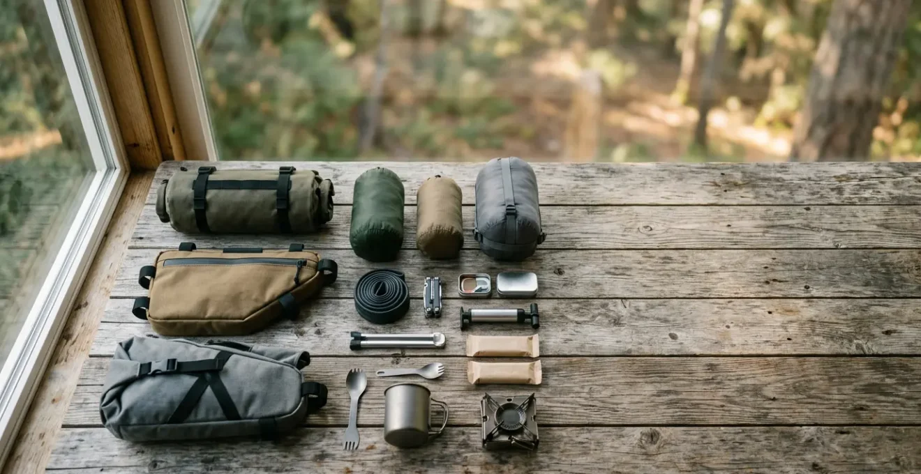 Sacoches de vélo bikepacking soigneusement organisées pour un voyage en autonomie