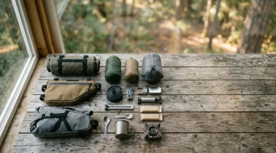Sacoches de vélo bikepacking soigneusement organisées pour un voyage en autonomie