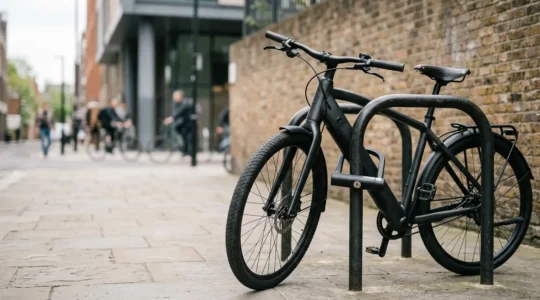 Vélo électrique premium sécurisé avec antivol de qualité en environnement urbain